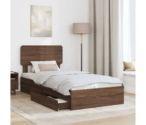 Glabāšanas Gulta Brūns Ozols 90 X 200 Cm Inženierijas Koks Vidaxl