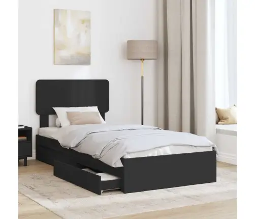 Glabāšanas Gulta Melna 90 X 190 Cm Inženierijas Koks Vidaxl