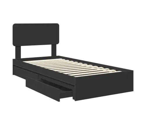 Glabāšanas Gulta Melna 90 X 190 Cm Inženierijas Koks Vidaxl