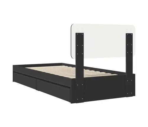 Glabāšanas Gulta Melna 90 X 190 Cm Inženierijas Koks Vidaxl