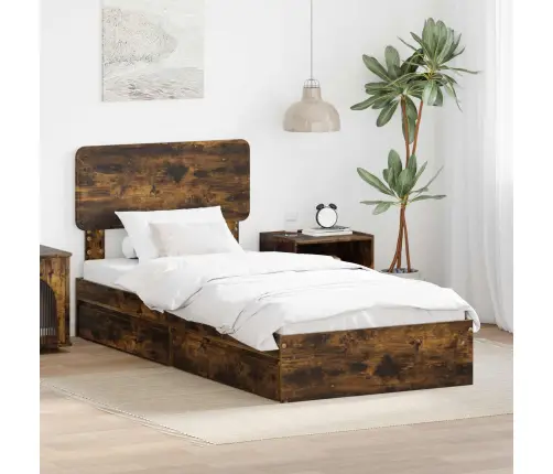 Glabāšanas Gulta Dūmaka Ozols 90 X 190 Cm Inženierijas Koks Vidaxl