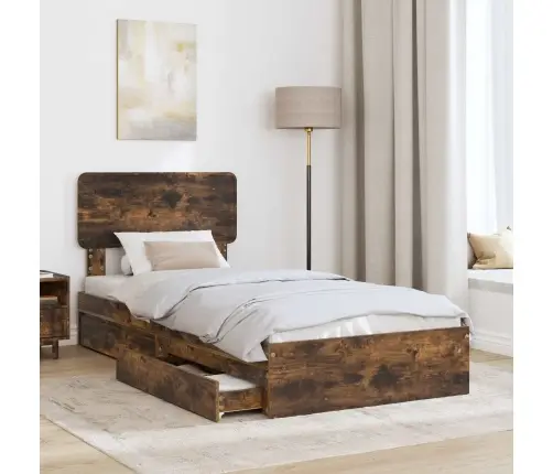 Glabāšanas Gulta Dūmaka Ozols 90 X 190 Cm Inženierijas Koks Vidaxl