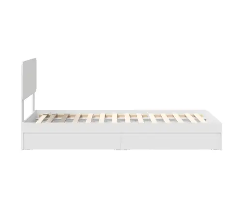 Laos Voodi Peaga Sahtliga Valge 75 X 190 Cm Tehispuit