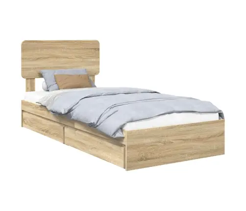 Laos Voodi Peaga Sahtliga Sonoma Tamm 75 X 190 Cm Tehispuit