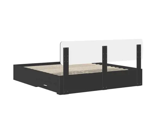 Gultas Rāmis Ar Atvilktni Melna 200 X 200 Cm Inženierijas Koks Vidaxl