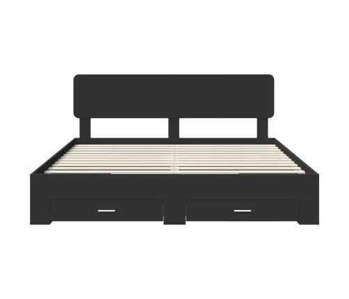 Gultas Rāmis Ar Atvilktni Melna 200 X 200 Cm Inženierijas Koks Vidaxl