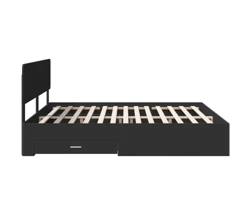 Gultas Rāmis Ar Atvilktni Melna 200 X 200 Cm Inženierijas Koks Vidaxl