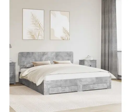 Voodi Raam Peaga Sahtliga Betoonhall 200 X 200 Cm Tehispuit