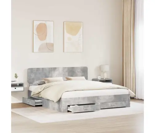 Voodi Raam Peaga Sahtliga Betoonhall 200 X 200 Cm Tehispuit