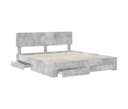 Voodi Raam Peaga Sahtliga Betoonhall 200 X 200 Cm Tehispuit