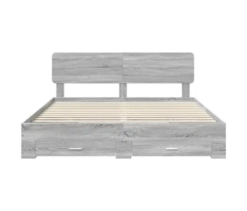 Gultas Rāmis Pelēks Sonoma 200 X 200 Cm Inženierijas Koks Vidaxl