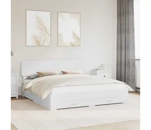 Gultas Rāmis Ar Atvilktni Balts 180 X 200 Cm Inženierijas Koks Vidaxl