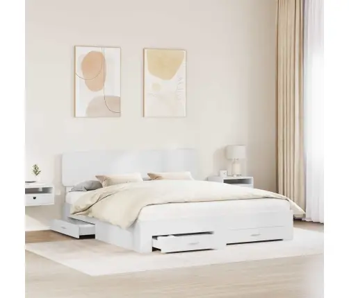 Gultas Rāmis Ar Atvilktni Balts 180 X 200 Cm Inženierijas Koks Vidaxl