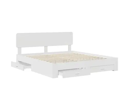 Gultas Rāmis Ar Atvilktni Balts 180 X 200 Cm Inženierijas Koks Vidaxl