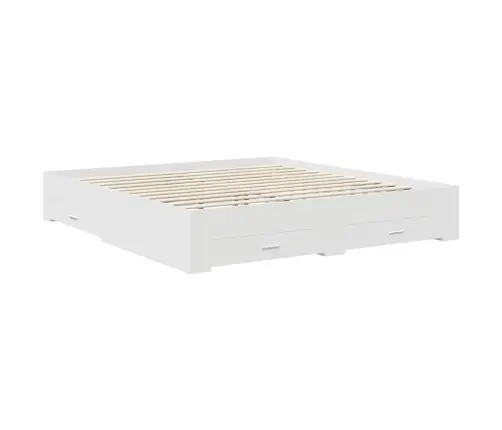 Gultas Rāmis Ar Atvilktni Balts 180 X 200 Cm Inženierijas Koks Vidaxl