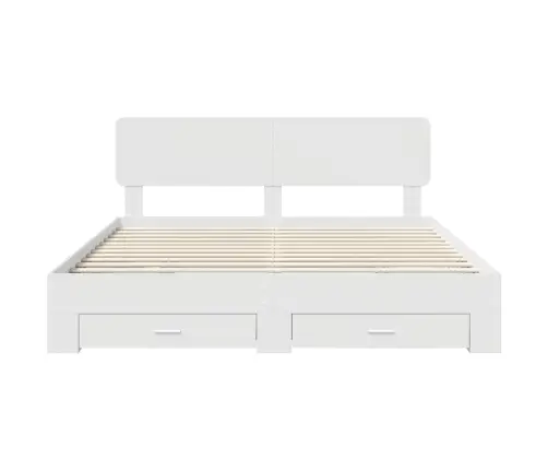 Gultas Rāmis Ar Atvilktni Balts 180 X 200 Cm Inženierijas Koks Vidaxl