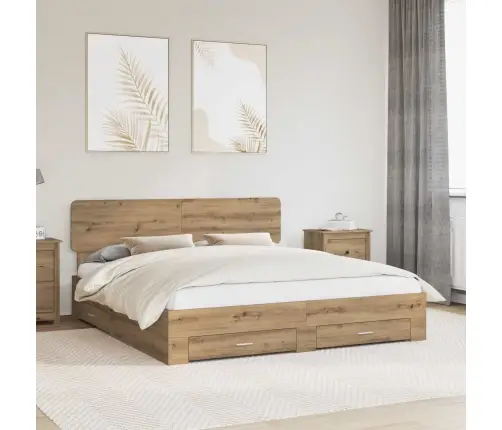 Gultas Rāmis Artisānā Ozols 180 X 200 Cm Inženierijas Koks Vidaxl