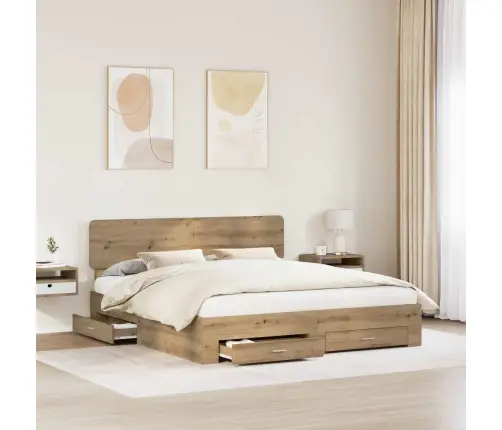 Gultas Rāmis Artisānā Ozols 180 X 200 Cm Inženierijas Koks Vidaxl