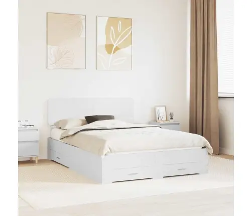 Lovos Rėmas Su Galvūgalio Balta 160 X 200 Cm Apdirbta Mediena