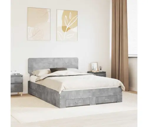 Voodi Raam Peaga Sahtliga Betoonhall 160 X 200 Cm Tehispuit