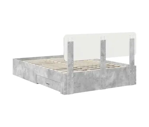 Voodi Raam Peaga Sahtliga Betoonhall 160 X 200 Cm Tehispuit