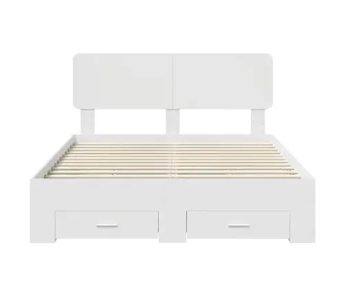 Gultas Rāmis Ar Atvilktni Balts 150 X 200 Cm Inženierijas Koks Vidaxl