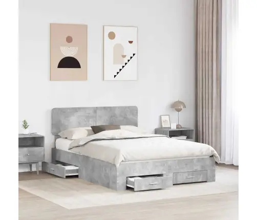 Voodi Raam Peaga Sahtliga Betoonhall 150 X 200 Cm Tehispuit