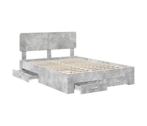 Voodi Raam Peaga Sahtliga Betoonhall 150 X 200 Cm Tehispuit