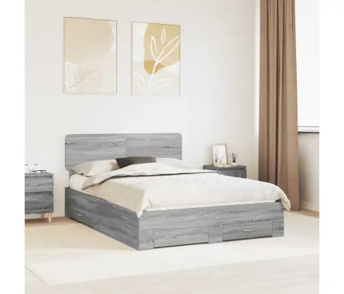 Voodi Raam Peaga Sahtliga Hall Sonoma 150 X 200 Cm Tehispuit