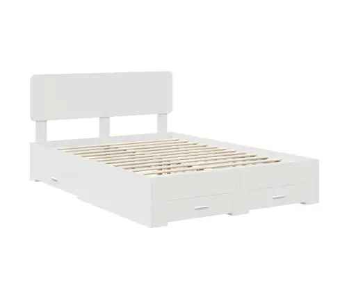 Gultas Rāmis Ar Atvilktni Balts 140 X 200 Cm Inženierijas Koks Vidaxl