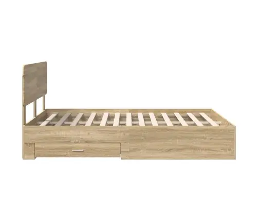 Gultas Rāmis Sonoma Ozols 140 X 200 Cm Inženierijas Koks Vidaxl