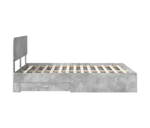 Gultas Rāmis Betona Pelēks 140 X 200 Cm Inženierijas Koks Vidaxl