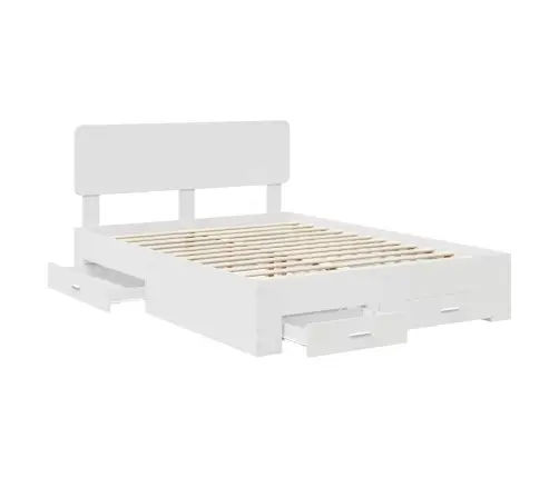 Gultas Rāmis Ar Atvilktni Balts 140 X 190 Cm Inženierijas Koks Vidaxl