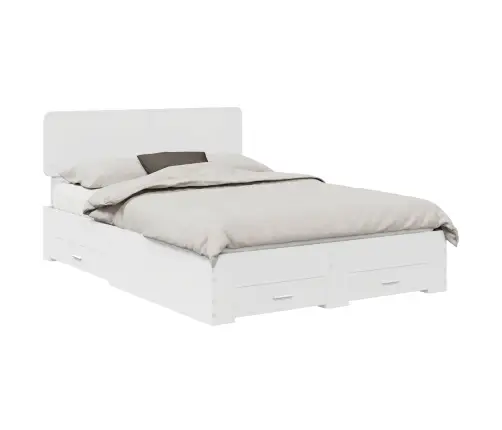 Gultas Rāmis Ar Atvilktni Balts 140 X 190 Cm Inženierijas Koks Vidaxl