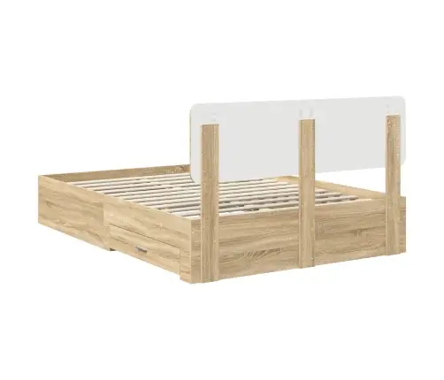 Gultas Rāmis Sonoma Ozols 140 X 190 Cm Inženierijas Koks Vidaxl