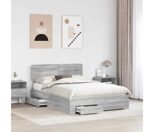 Lovos Rėmas Pilkas Sonoma 140 X 190 Cm Apdirbta Mediena