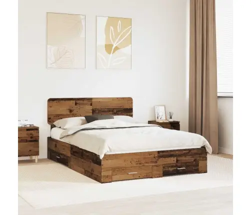 Gultas Rāmis Vecs Koks 140 X 190 Cm Inženierijas Koks Vidaxl