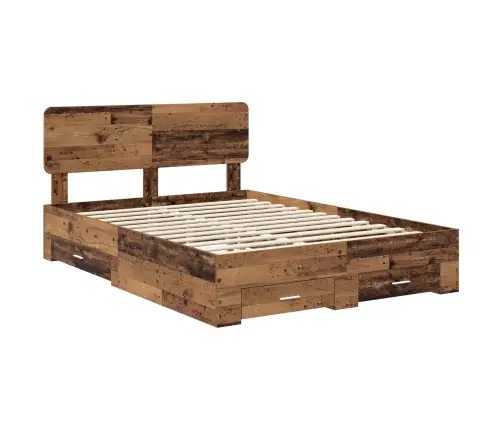 Gultas Rāmis Vecs Koks 140 X 190 Cm Inženierijas Koks Vidaxl