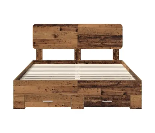 Gultas Rāmis Vecs Koks 140 X 190 Cm Inženierijas Koks Vidaxl