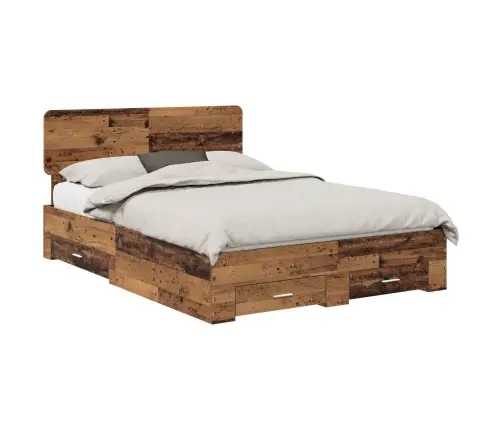 Gultas Rāmis Vecs Koks 140 X 190 Cm Inženierijas Koks Vidaxl