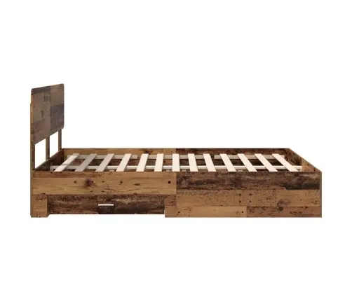 Gultas Rāmis Vecs Koks 140 X 190 Cm Inženierijas Koks Vidaxl