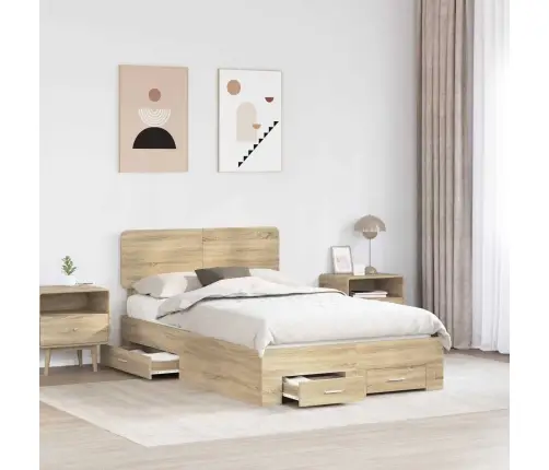 Gultas Rāmis Sonoma Ozols 120 X 200 Cm Inženierijas Koks Vidaxl