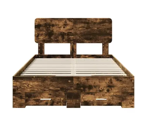 Gultas Rāmis Dūmaka Ozols 120 X 200 Cm Inženierijas Koks Vidaxl