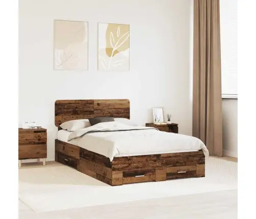 Gultas Rāmis Vecs Koks 120 X 200 Cm Inženierijas Koks Vidaxl