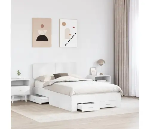 Gultas Rāmis Ar Atvilktni Balts 120 X 190 Cm Inženierijas Koks Vidaxl