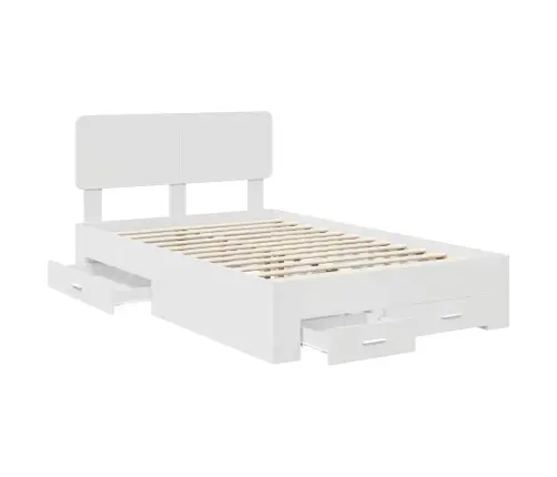Gultas Rāmis Ar Atvilktni Balts 120 X 190 Cm Inženierijas Koks Vidaxl