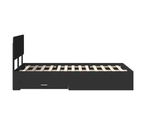 Voodi Raam Peaga Sahtliga Must 120 X 190 Cm Tehispuit