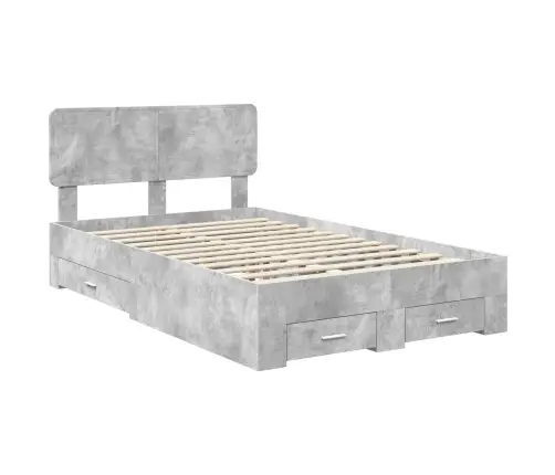 Voodi Raam Peaga Sahtliga Betoonhall 120 X 190 Cm Tehispuit