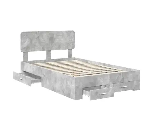 Voodi Raam Peaga Sahtliga Betoonhall 120 X 190 Cm Tehispuit