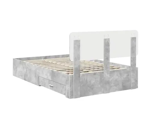 Voodi Raam Peaga Sahtliga Betoonhall 120 X 190 Cm Tehispuit